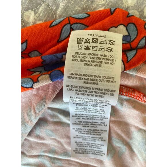 Boden Lavinia Jersey True Wrap Dress Red-Orange Papaya Wildflower Print Size 16 - Picture 10 of 13